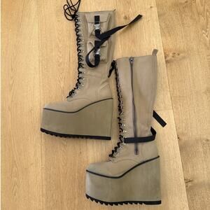 Poster Girl - Invest In Myself Utility Cargo Pocket Platform Boots Beige Black